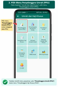 Menu Penyelenggara Umrah PPIU di aplikasi Satu Haji